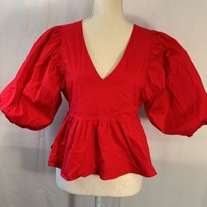 Karlie bohemian, romantic red blouse, 87% cotton, size medium